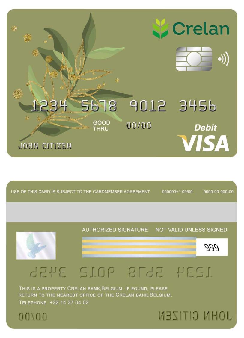Belgium Crelan bank visa card